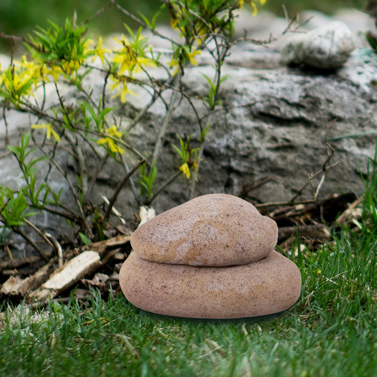 حديقة مفتاح مخفي صندوق الراتنج مقلد مظهر الحجر في الهواء الطلق مفتاح تخزين الحاويات حامل مخفي للفناء أو الاستخدام المنزلي #5