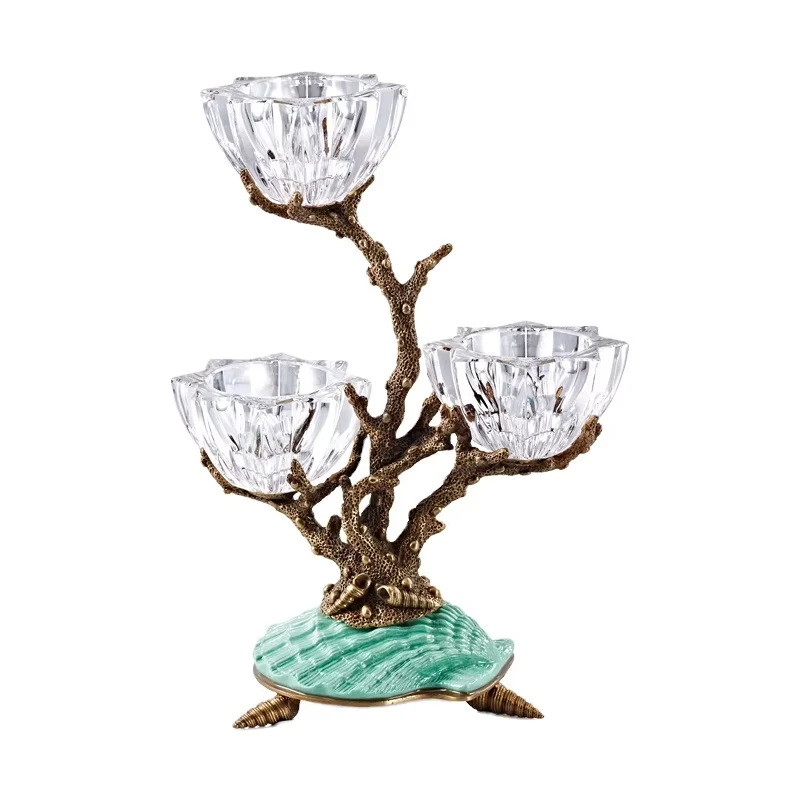 

New Design Creative Luxury Classic Copper Crystal Cord Candlestick, Wedding Party Family Desk