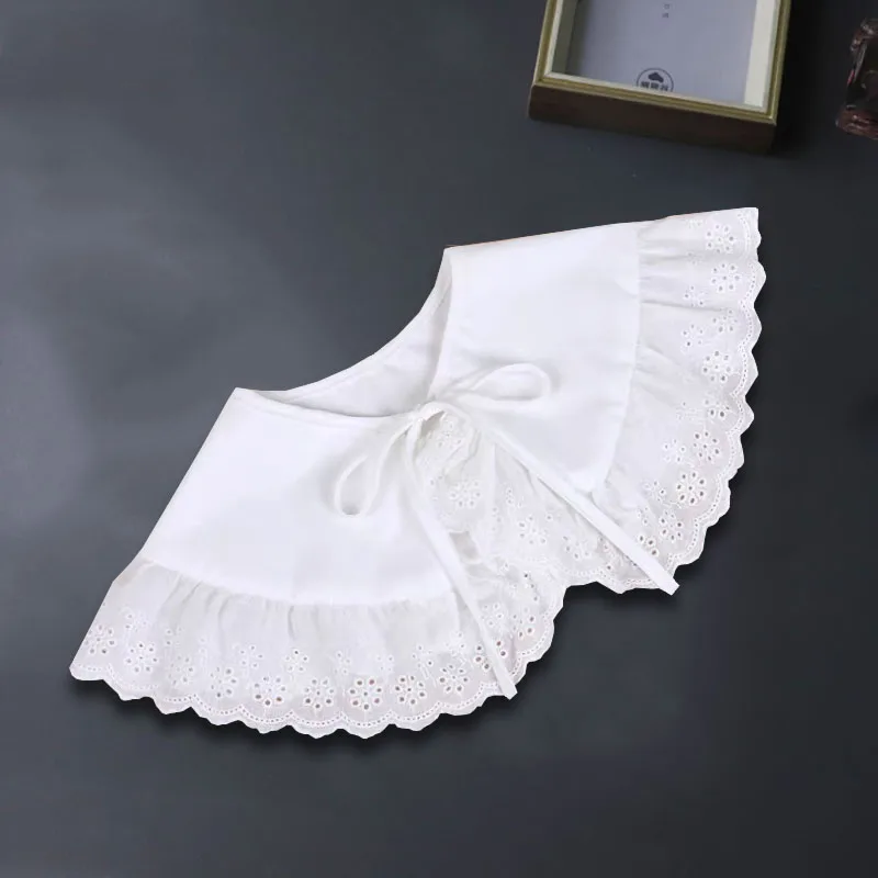 Lace Kid Fake Collar Big Lapel False Collar Girls Lace Detachable Neckline Collar Shirt Shawl Detachable Tie Choker