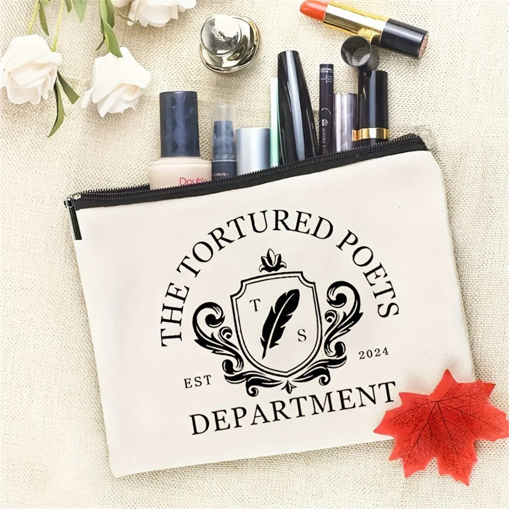 The tormented poet department Swiftie gift pattern canvas makeup bag foldable medical bag travel gift zipper coin purse