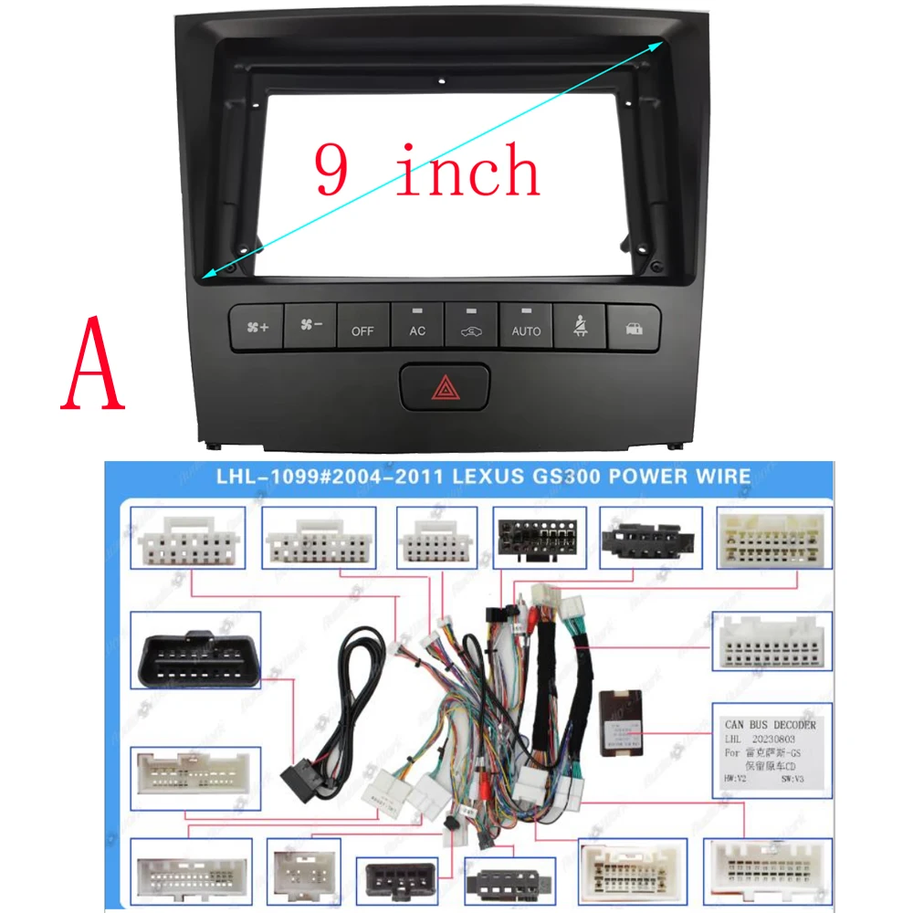 

2din 9 INCH Car radio frame For Lexus GS300 GS400 GS430 2004-2011 Auto Radio Multimedia gps NAVI fascia