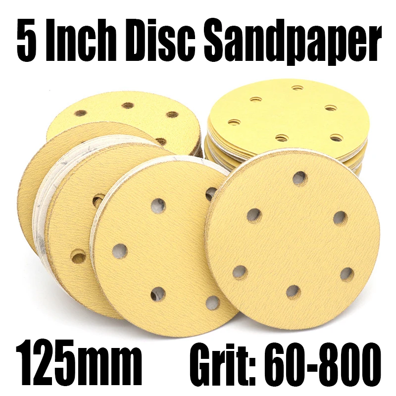 

3PCS 5 Inch 6 Hole 125mm Self-adhesive Disc Sandpaper Sanding Discs Hook Loop Sanding Paper Grit 60-800 Abrasive Polishing Tool