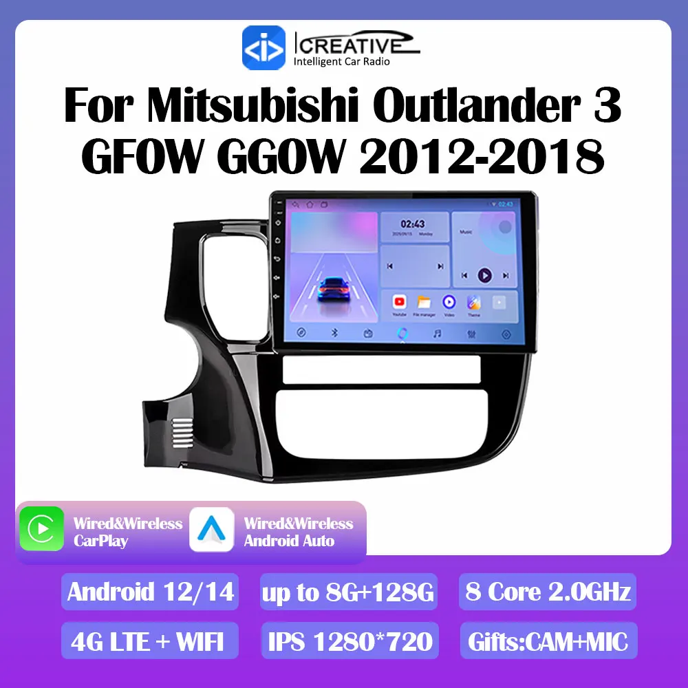 Android 14 Intelligent Car Audio System For Mitsubishi Outlander 3 GF0W GG0W 2012-2018 7862 8Core Car Radio Carplay GPS Stereo
