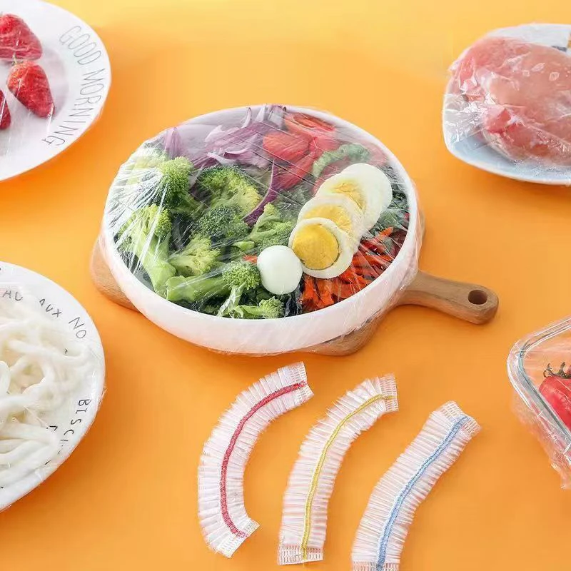 Food-grade Fresh-keeping Plastic Bag Disposable Food Cover Dust-proof Elastic Cover Kitchen Baby Food Storage Accessories