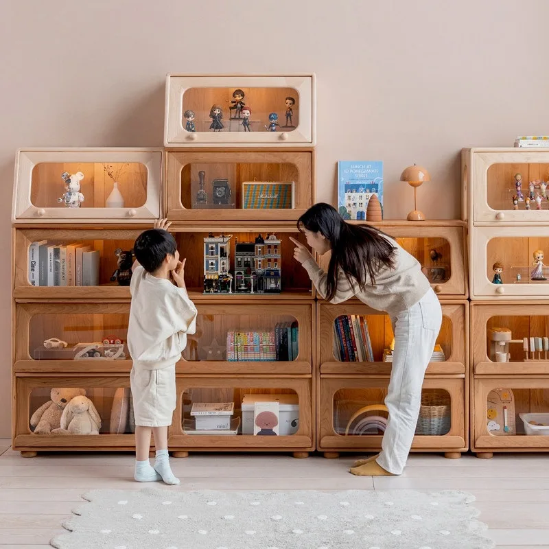 Display cabinet flip door model, hard maple cherry model can be stacked with figure model cabinet storage locker