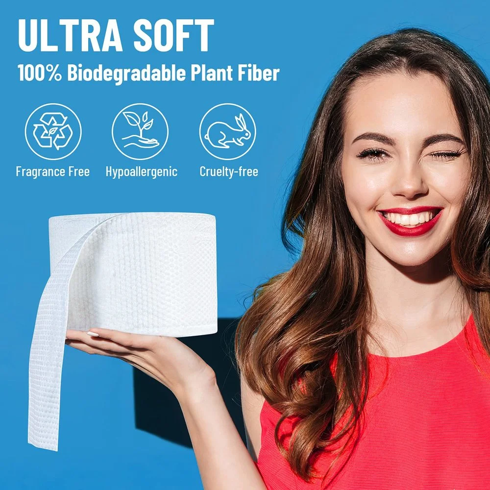 55 Counts Disposable Face Towels Portable for Travel Cotton Point Break Tissue Makeup Remover Wipes Dry Wet Skincare Roll Paper