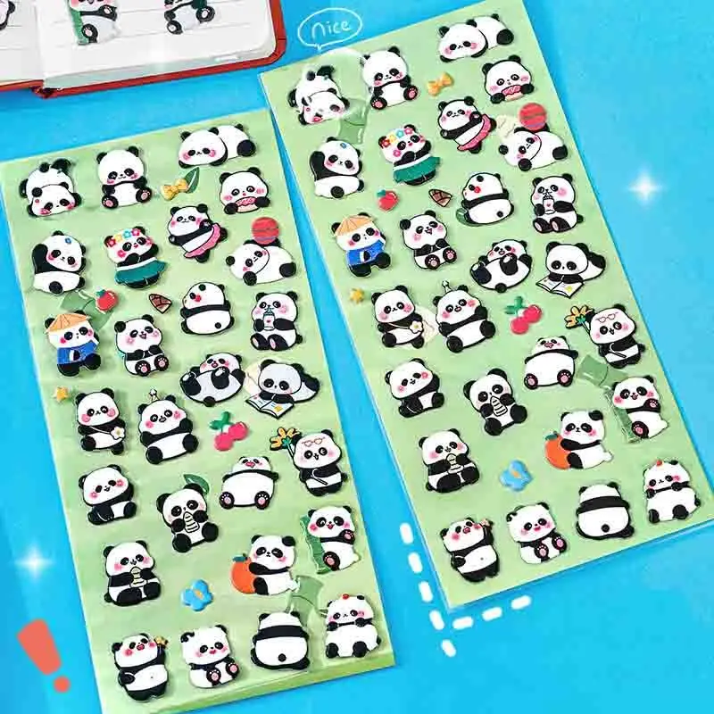 1 Piece Cute Kawaii Cartoon Stereoscopic Panda Stickers Diary Scrapbook Decoration Stationery Office School Adhesive Diary Album