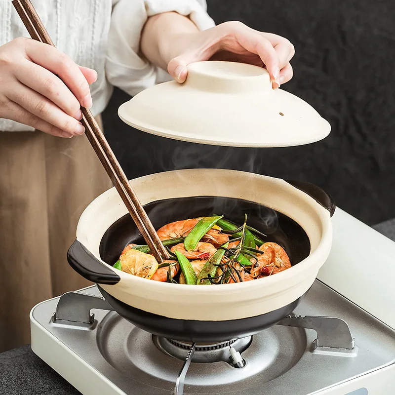 New High Temperature Resistant Clay Pot Chinese Style Home Kitchen Restaurant Outdoor Double Ear Stew Pot