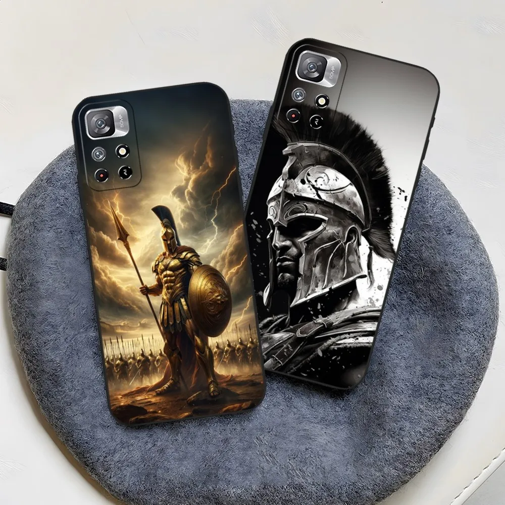 Black Spartan Warrior Phone Case for Xiaomi Redmi Note 13 12 11 9 Ultra 10 Lite POCO F4 F5 X5 Pro Plus Cover