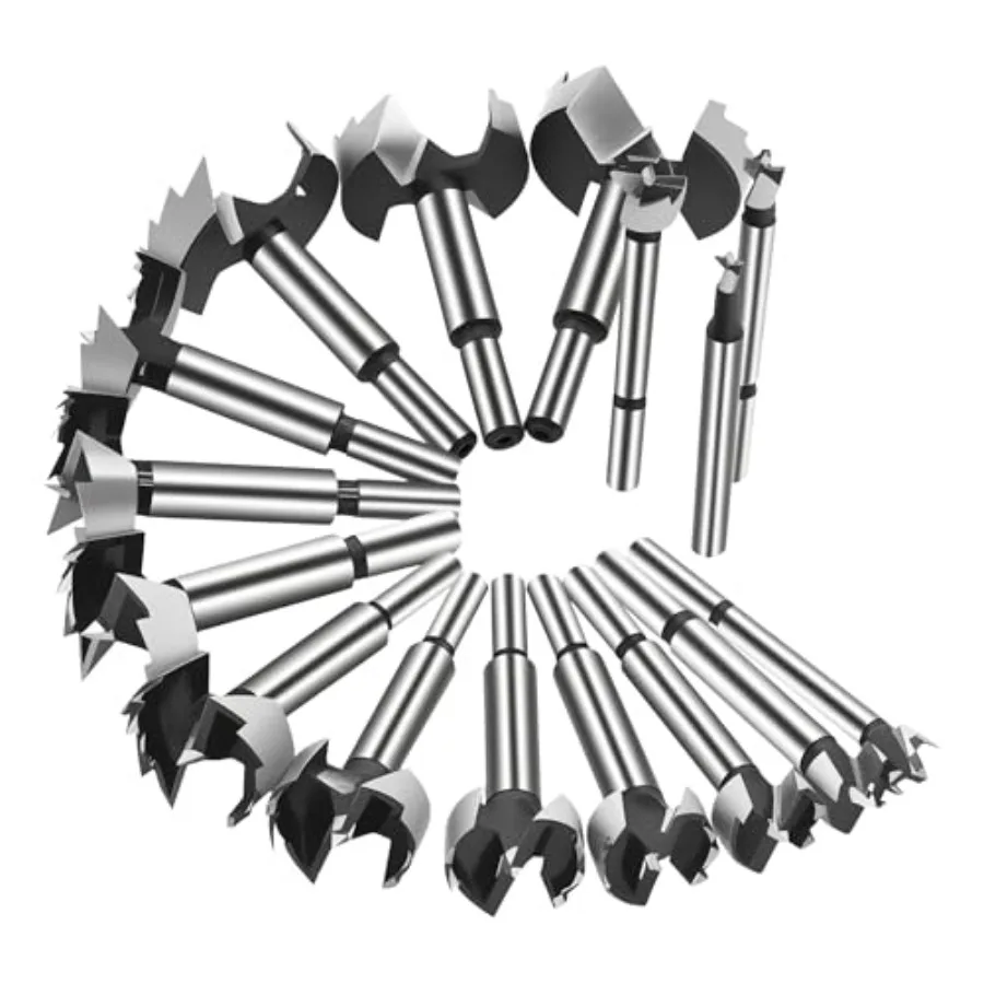 

Bit Set for Wood Carbide Forstner Bit for Woodworking Auger Opener Round Shank Drilling Cutting Tool for Hardwood Softwood Plas