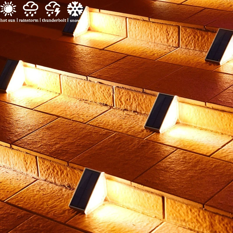 

2PCS LED Solar Step Lamp Outdoor Stair Light Waterproof Deck Fence Railing Lighting for Yard مصابيح حديقة Solar Outdoor Light