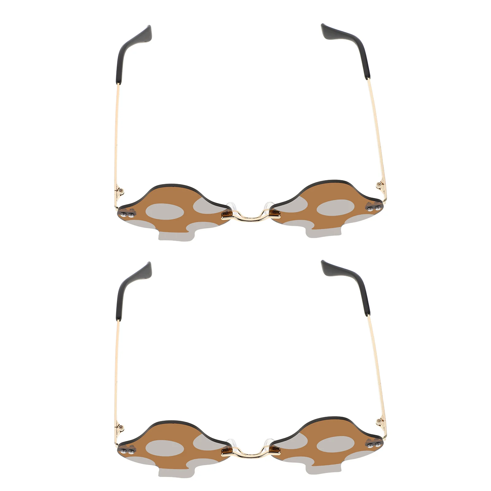 2Pcs Creative Sunglasses Mushroom Design Frameless Retro Shades for Uv Protection Lightweight Fun Party Festival Beach Wear