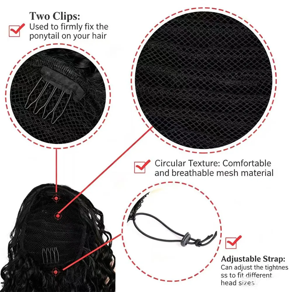 Synthetic Drawstring Ponytail Hair Extension Afro Kinky Curly Ponytail for Black Women 4 Colors Black/Ombre Burgundy/Ombre Brown