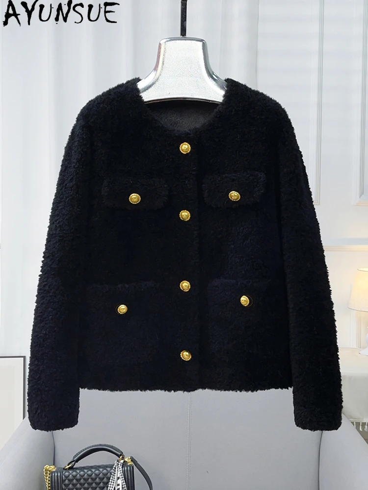 

AYUNSUE 100% Natural Wool Women's Jacket 2025 Autumn Winter Lamb Fur Jacket Woman Clothes Elegant New in Outerwears Abrigo Mujer