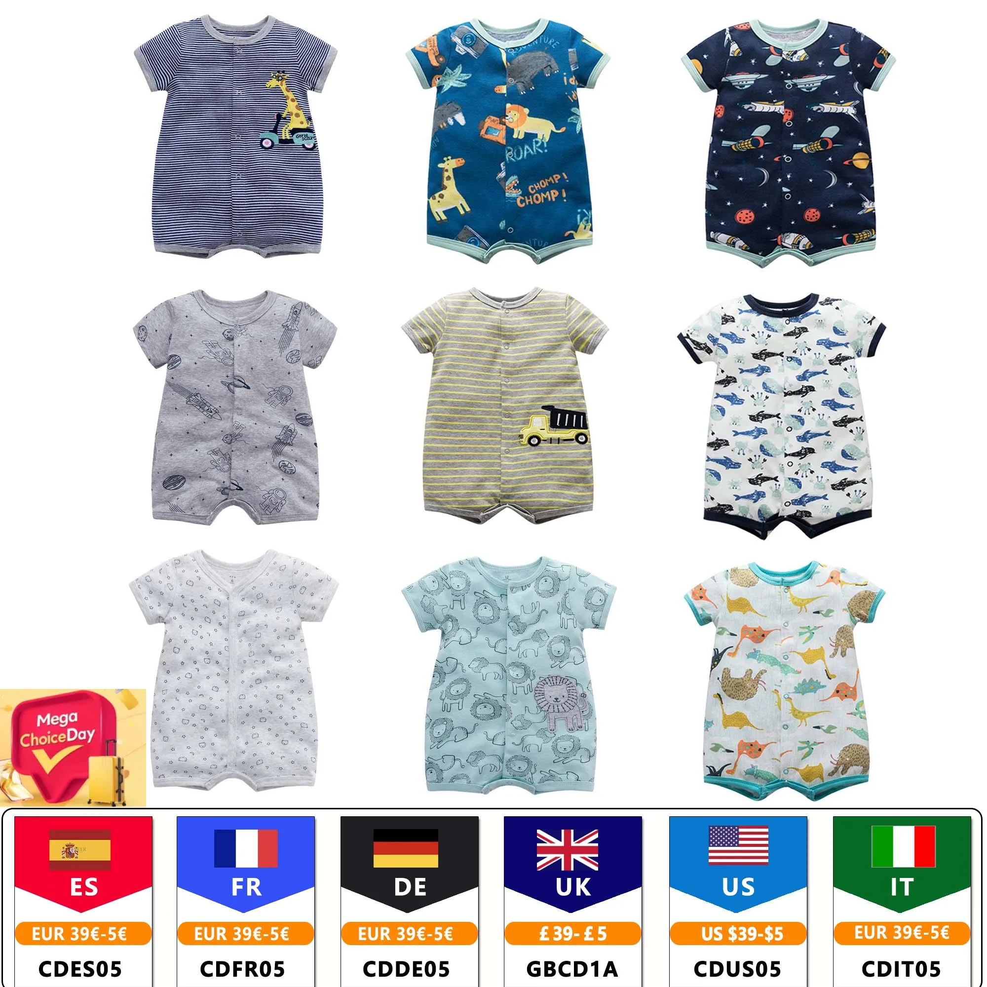 Bodysuit for Newborn Baby Romper Boys Girls Clothes Summer 100% Cotton Pure Baby Bodysuits Soft Short Sleeve Toddler Jumpsuit