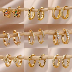 Zircon Polygon Earrings For Women Stainless Steel Geometric Hoop Earrings New Design Luxury Wedding 2026 Trending Jewelry Gift