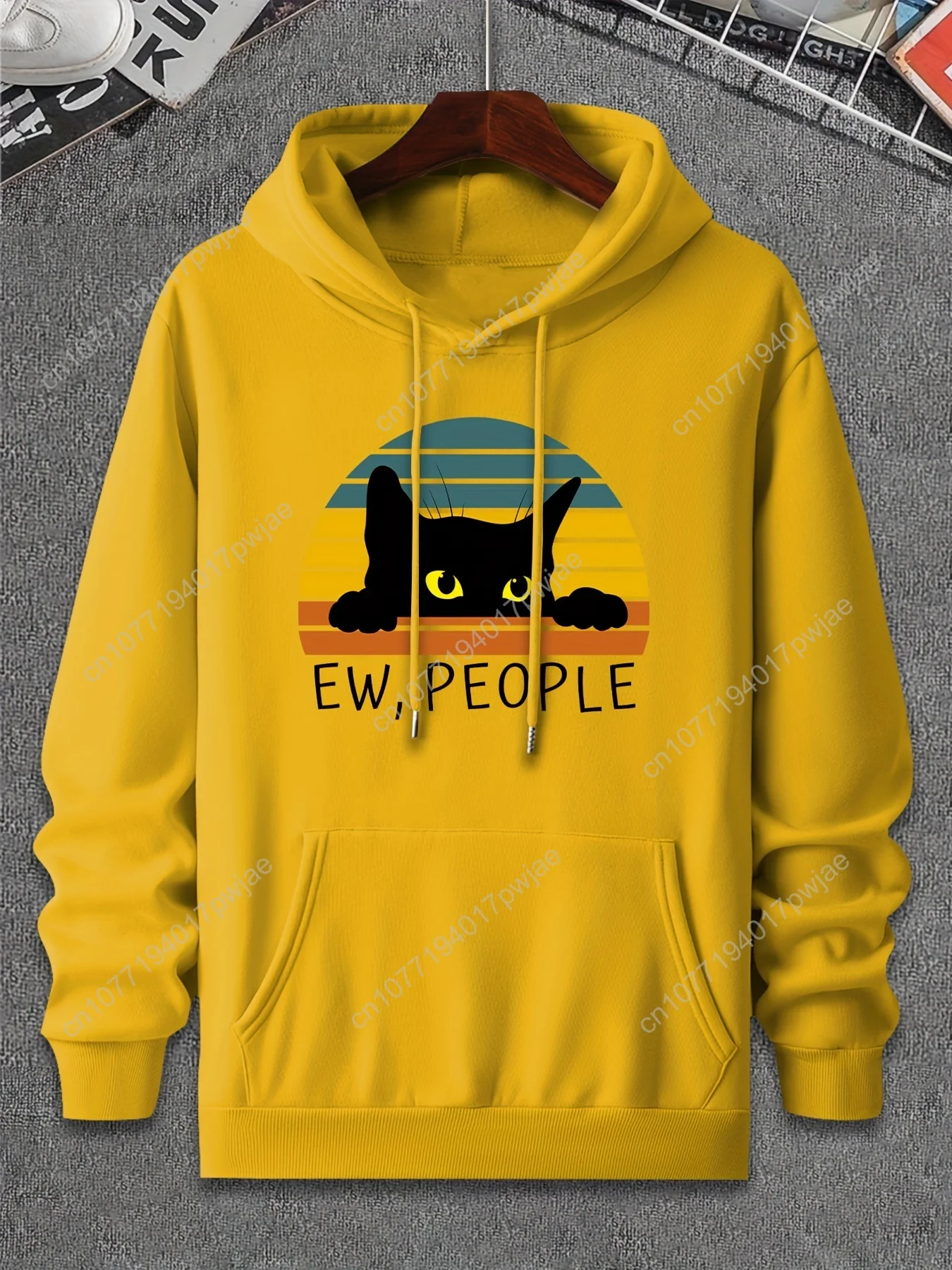 Active Hoodies Leisure Hoodies With Black Cat And Color Stripe