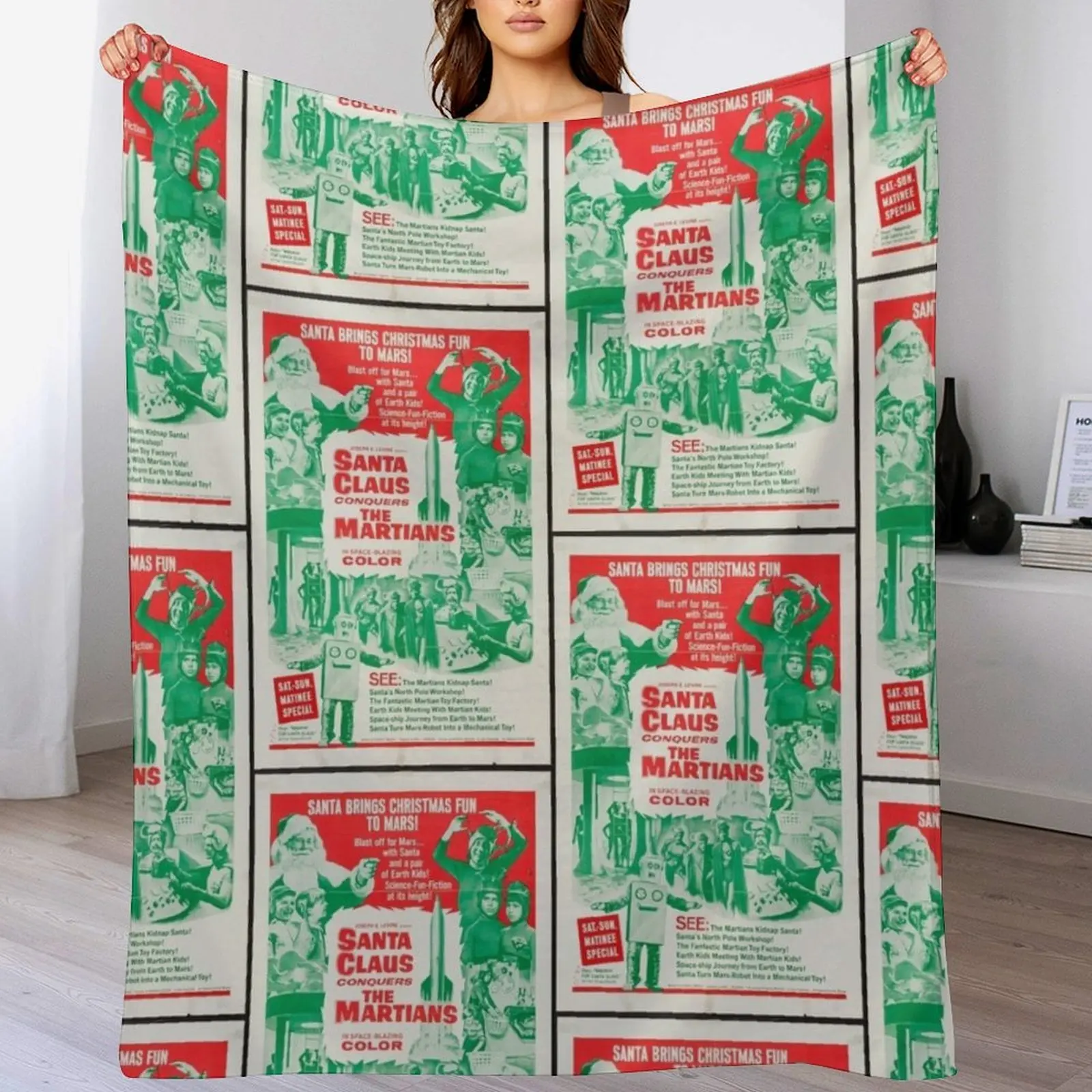 Couverture décorative « Santa Claus Conquers the Martians » pour lit, légère et douce, pour toutes les saisons