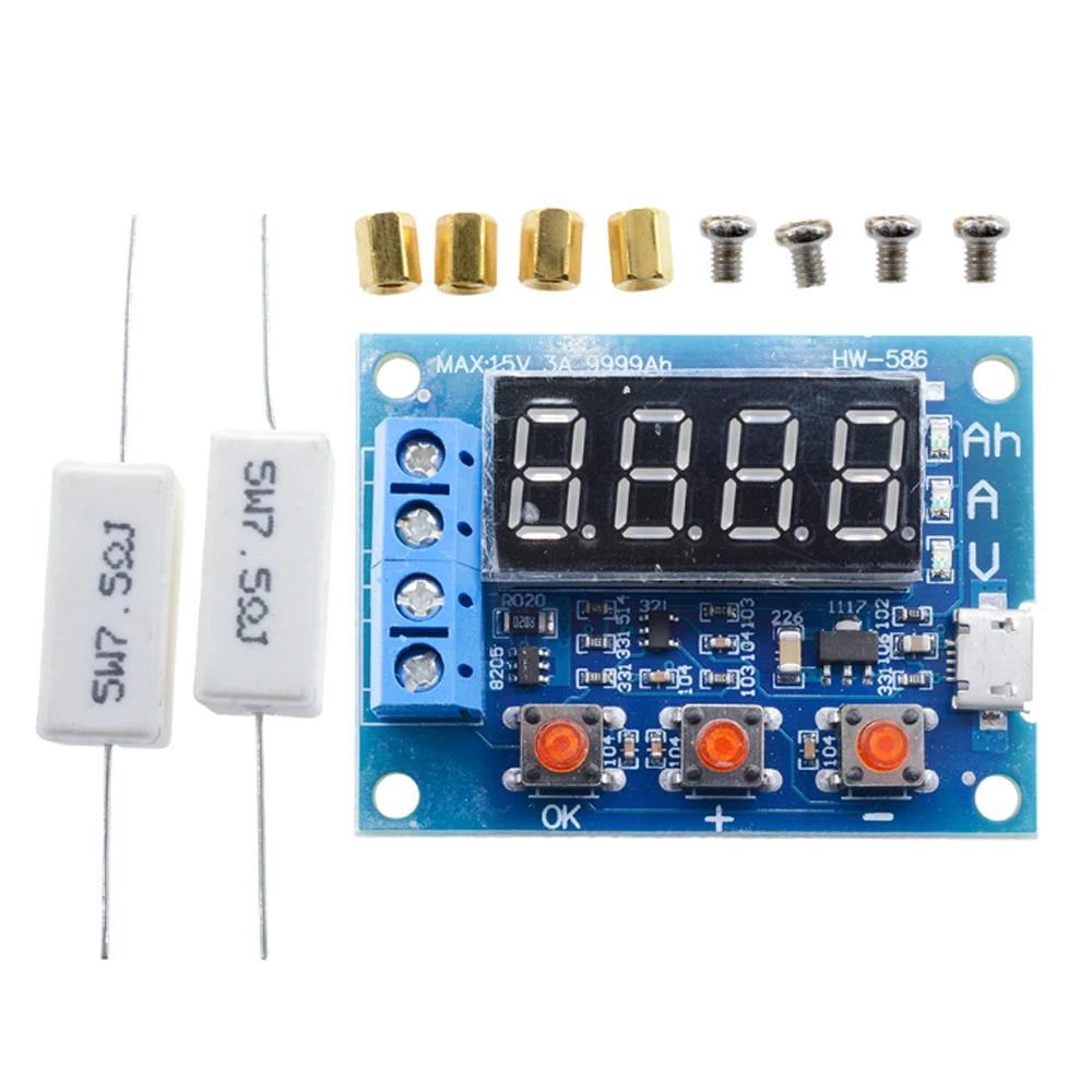 LED Digital Display 18650 Lithium Battery Power Supply Test Resistance Lead-acid Capacity Discharge Meter ZB2L3 Battery Tester