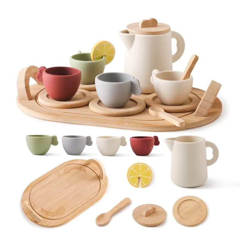 Baby Houten Montessori Speelgoed Spelen Huis Afternoontea Set Model Puzzel Speelgoed Voor Baby Verjaardag Speelgoed Nummers Blokken Leren Speelgoed