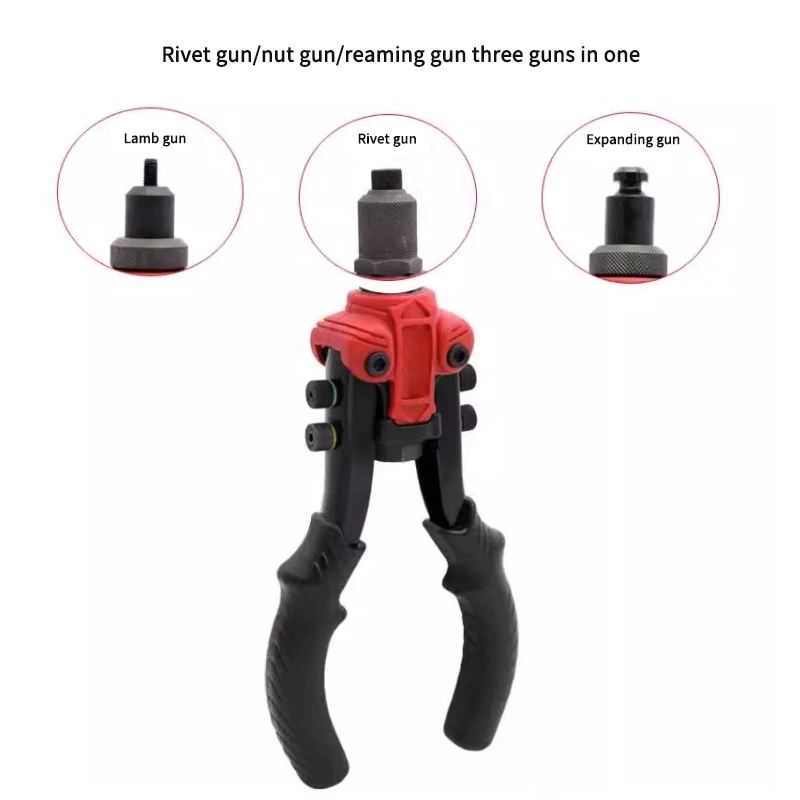 Multifunctional Manual Drilling Ram Gun Pull Riveting/Nut/Reaming 3-In-1 Door Lock Installation Aids Tools M3/4/5/6/8/10 Nut Kit