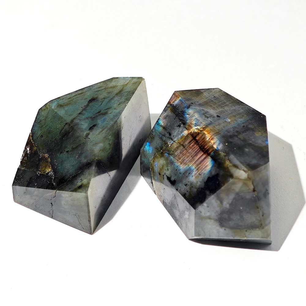 Natural Labradorite Geometry Irregular Shape Burnishing Crystal Raw Stone Polyhedral Labradorite Landscape Stone Home Decor