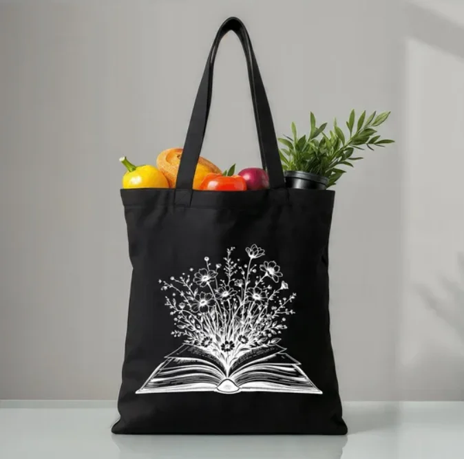 Vintage Lunar Moth Moon Canvas Tote Handbag Versatile Gothic Witchy Astrology Reusable Grocery Handbag for Daily Use for Women