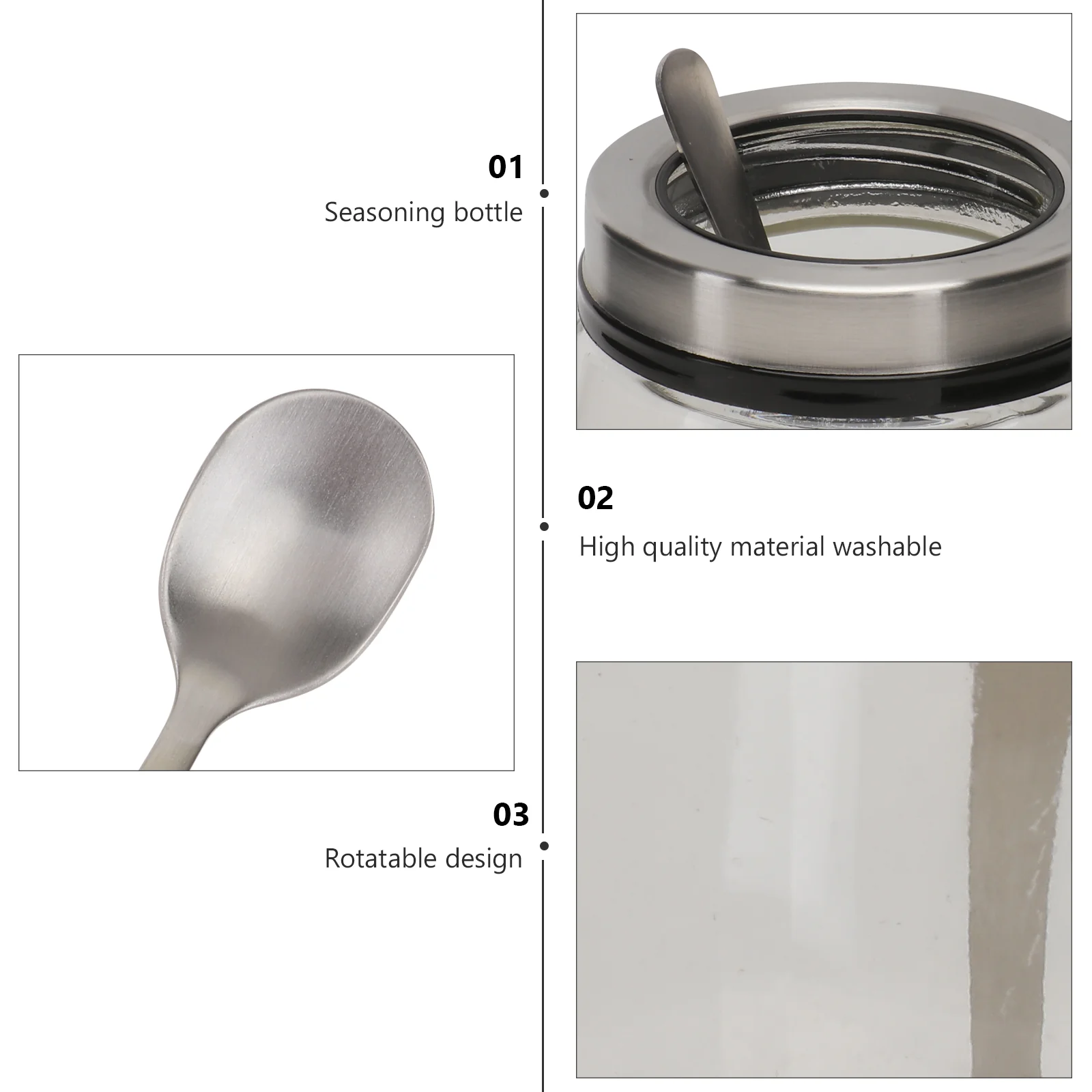 

2Pcs 200Ml See-Through Spice Jars with Metal Lids and Measuring Spoons Clear Glass Storage Tins for Salt Pepper Spices Herbs