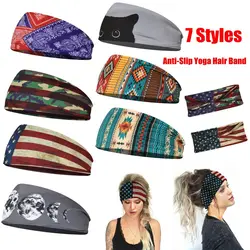 Pattern Men Women Sweat Absorbing Stretchable Anti-Slip Yoga Hair Bands Sports Headband Running Hairband Fitness Sweat Bands