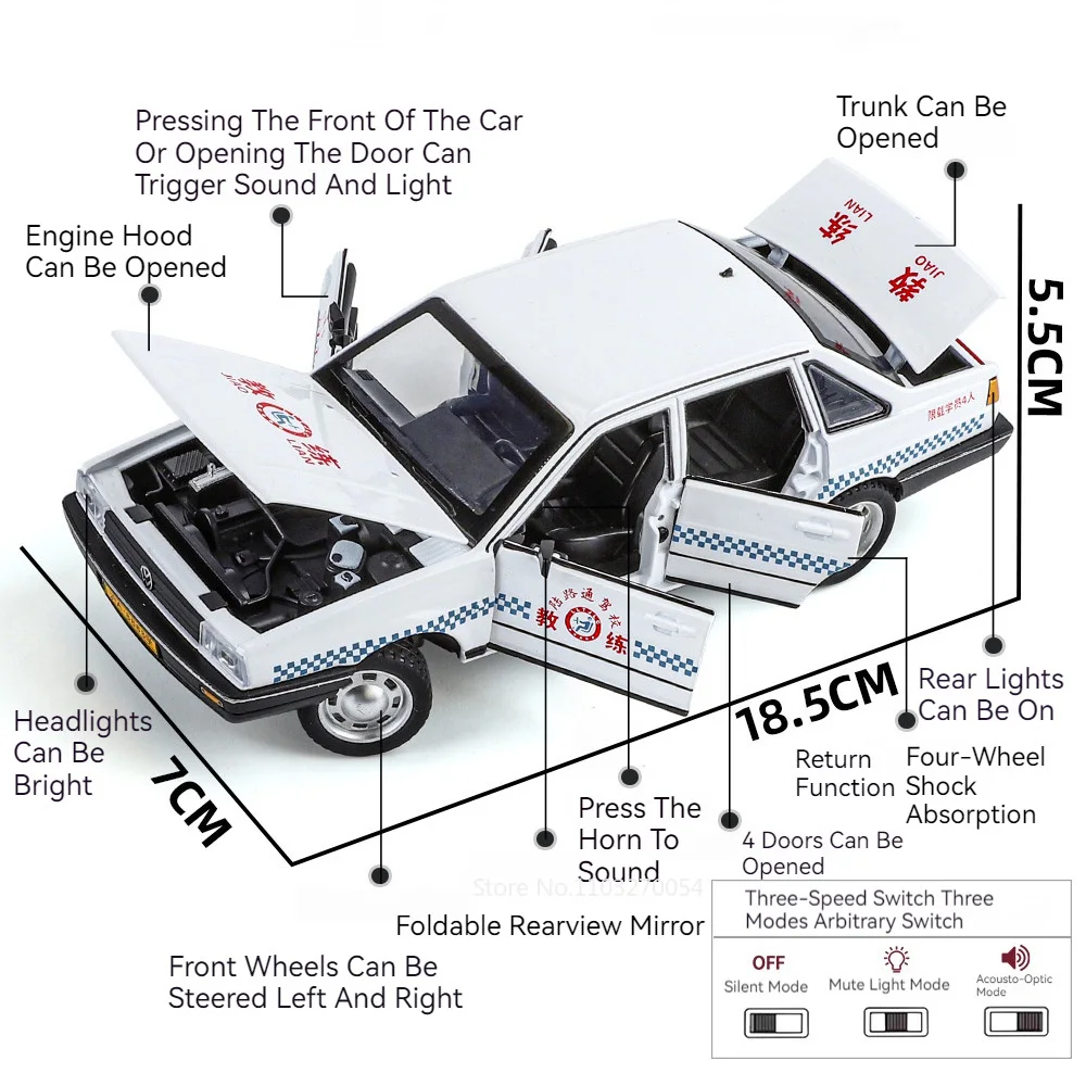 1/24 Santana modèles de voiture jouets moulé sous pression en alliage voitures de Police 6 portes ouvertes pneus en caoutchouc son lumière véhicules cadeaux d'anniversaire pour les enfants