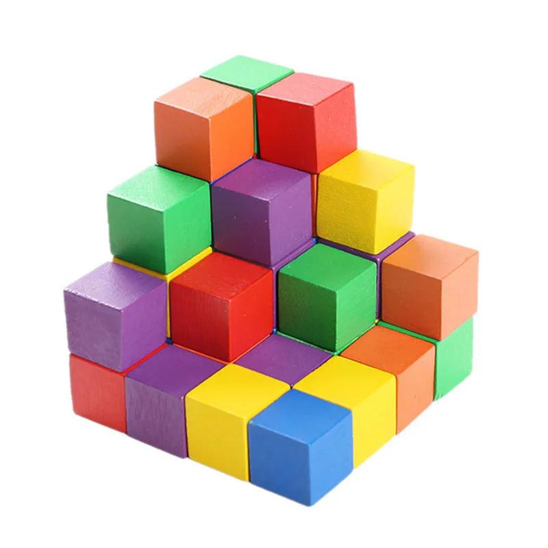 30 pz/set 2*2*2cm cubo di legno colorato blocchi di costruzione quadrati giocattolo dadi gioco da tavolo giocattoli educativi per bambini pila mattoni da gioco alti