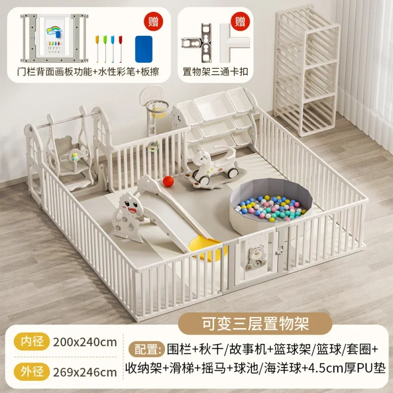 Baby Playpen Kids Safety Fence Indoor Play Yard with Crawling Mat Toddler Activity Center Home Living Room Protective Barrier