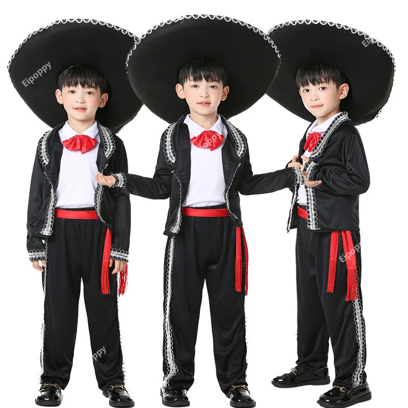 Mexican National Traditional Costume Adult Children COS Masquerade Dance Performance Clothes