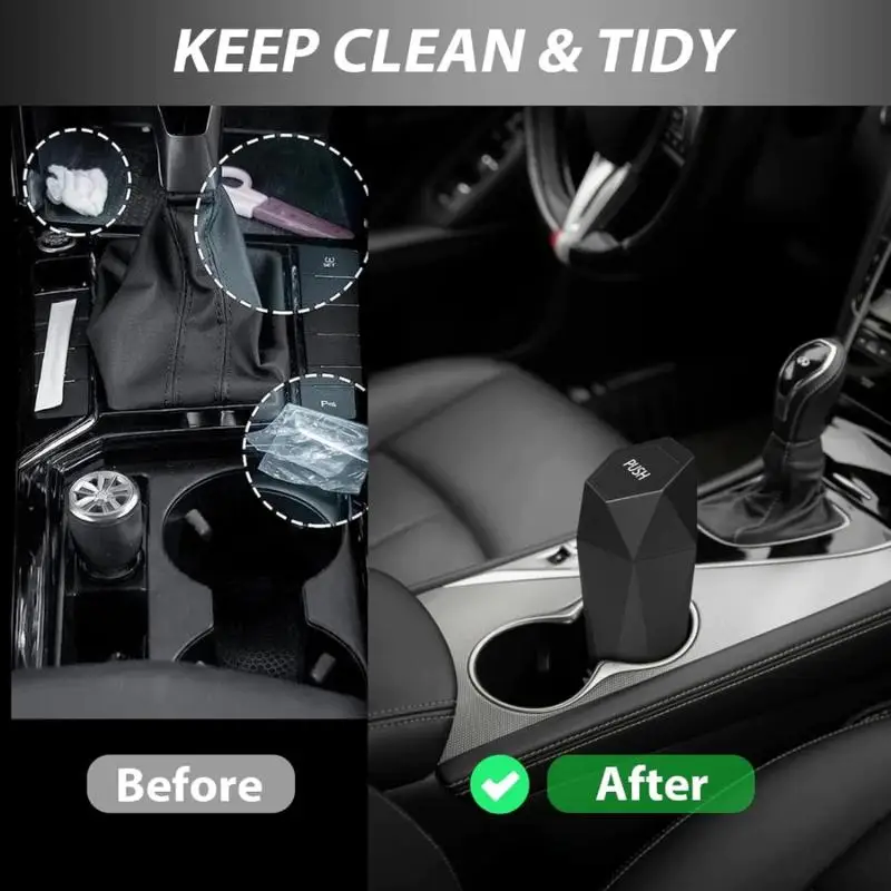 Car Interior Mini Trash Can Storage Box With Lid Universal Car Organizer Accessory Car Cup Holder Trash Can Desktop Storage Box