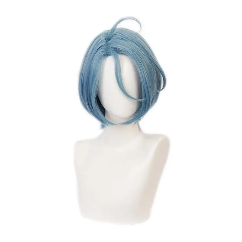 Game Ensemble Sterren Himeru Cosplay Pruik Grijsachtig Blauw Haar Hittebestendige Synthetische Halloween Feestaccessoires Rekwisieten