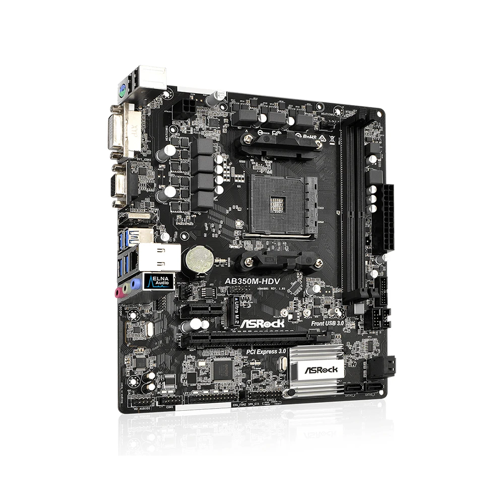 Imagem -04 - Asrock Ab350m-hdv Placa-mãe Amd B350 Chipconjunto Cpu Soquete Am4 Suporte Ryzen 5900x 3900xt Ryzen 5800x3d 5800x Ddr4 M-atx