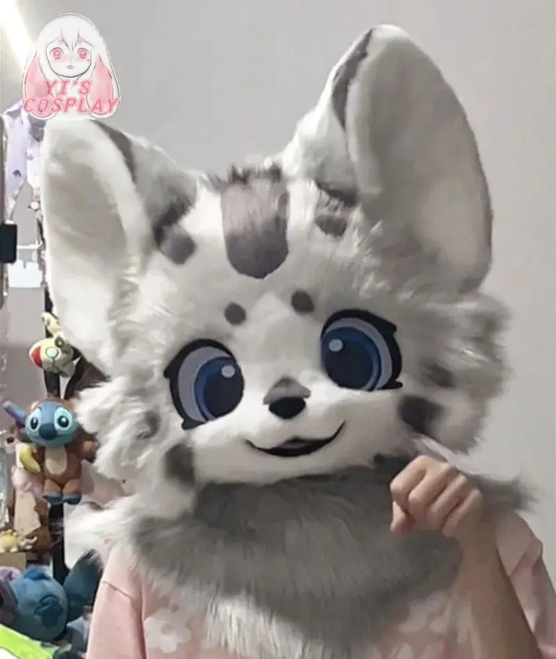 سماعات كيمونو Fursuit Head Yis كوسبلاي مصنوعة يدويًا مخصصة برأس فروي Kigurumi Head Cosplay Beast مخصصة Fursuit Kemono Head