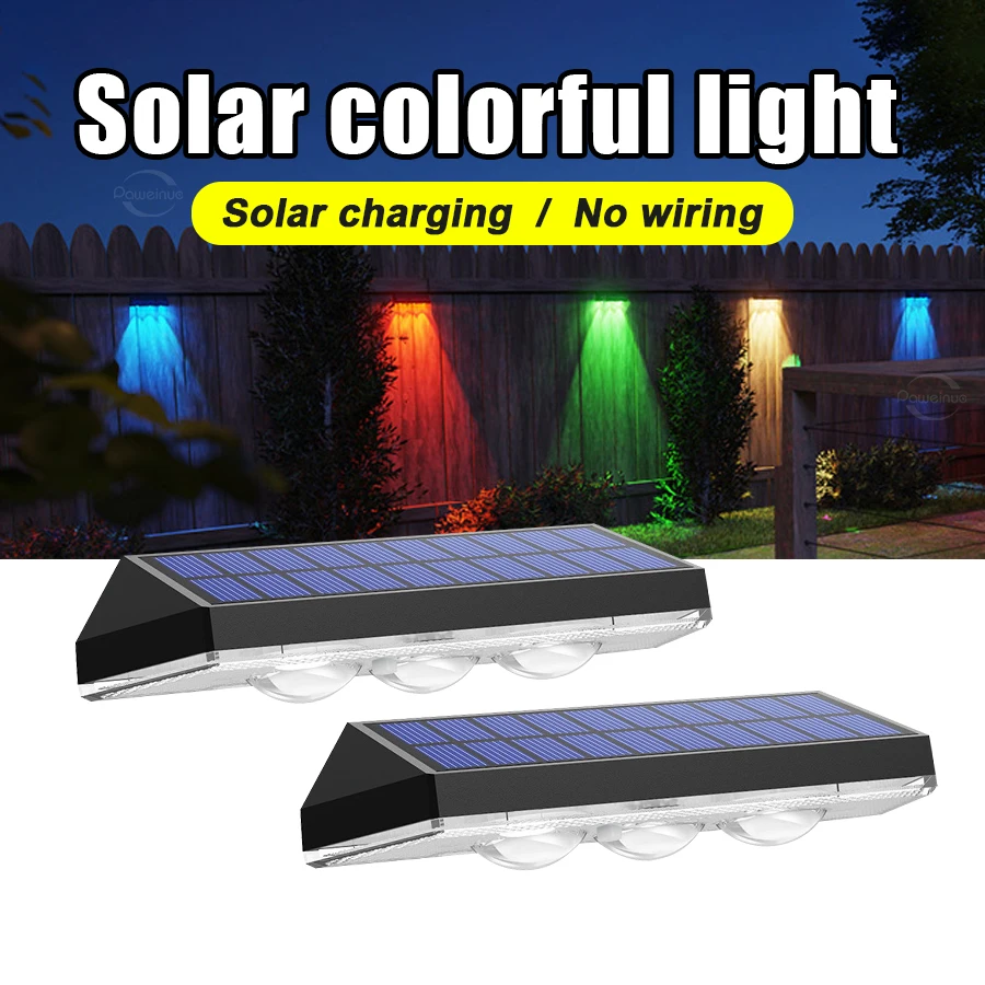 

RGB 3 LED Garden Decoration External Solar Lamp 9 Modes Solar Wall Light Waterproof Street Yard Lights Outdoor Solar Lighting