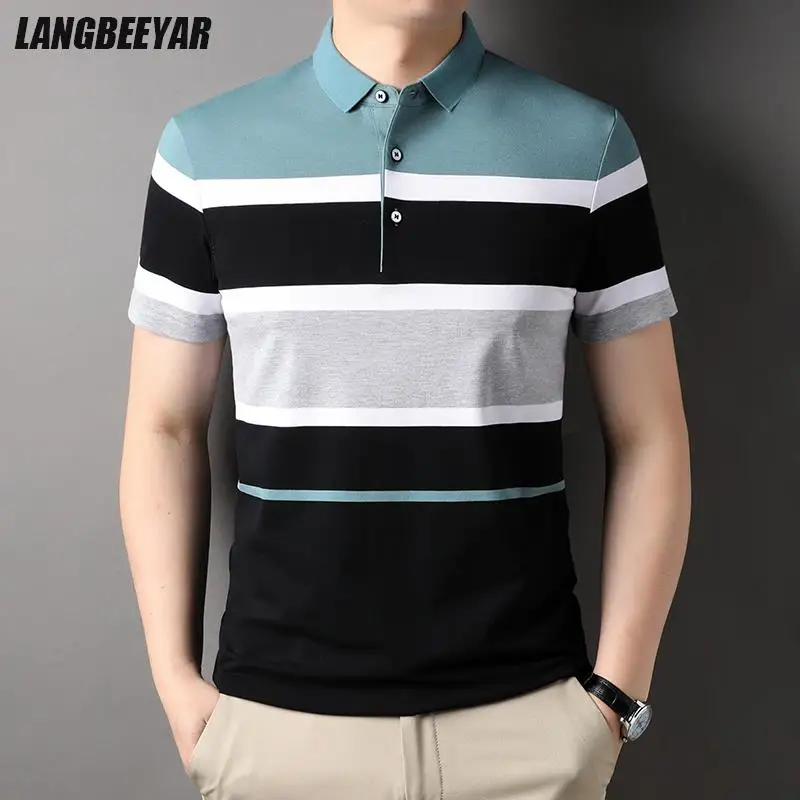 

Top Grade Yarn-dyed Process Cotton Luxury Stripped Summer Fashions Casual Polo Shirt For Men Short Sleeve Tops Men Clothing