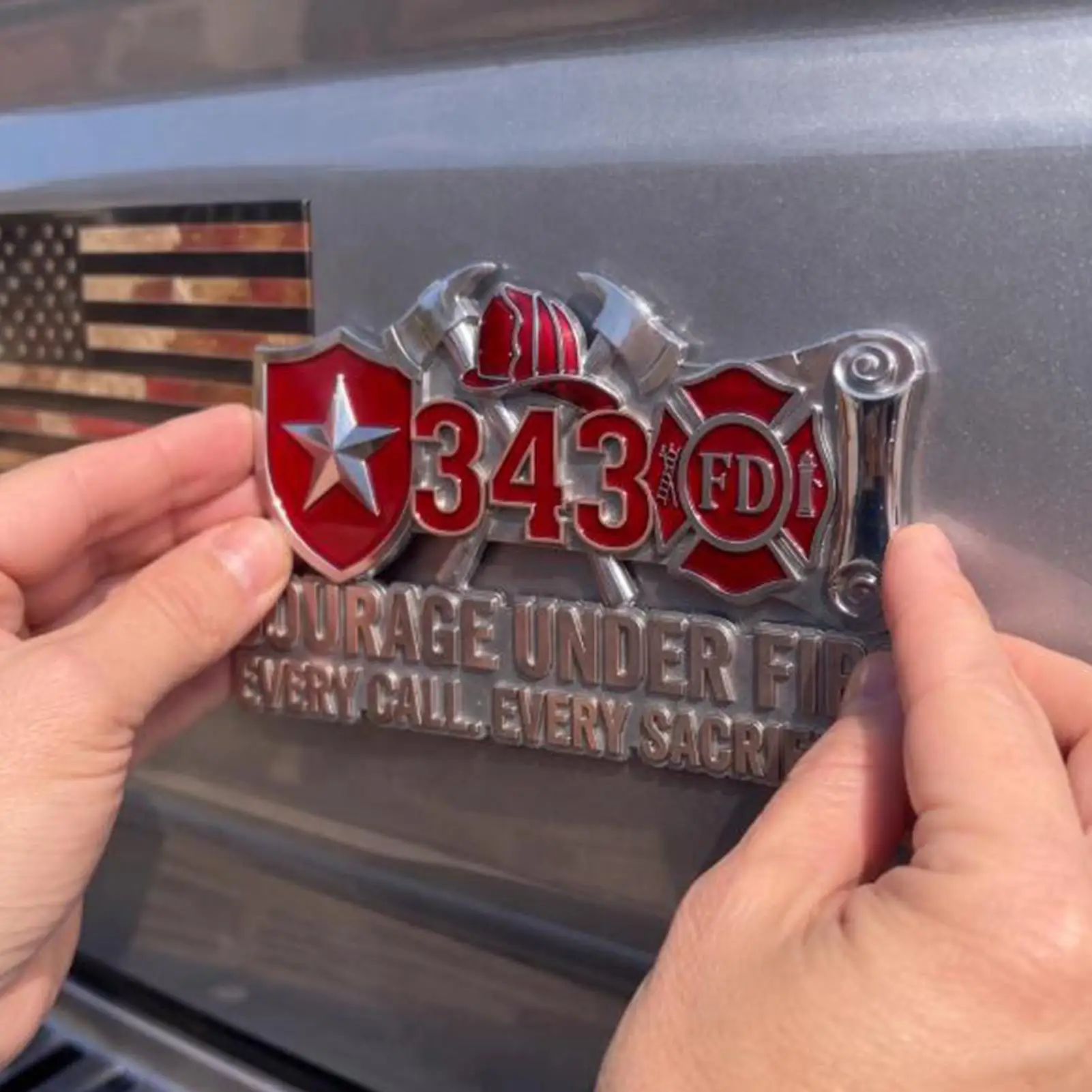 Car Badges Firefighter Theme Truck Motorcycle Sticker Car Emblems For Vehicles Men Auto Bumper Grille Pickups Suvs