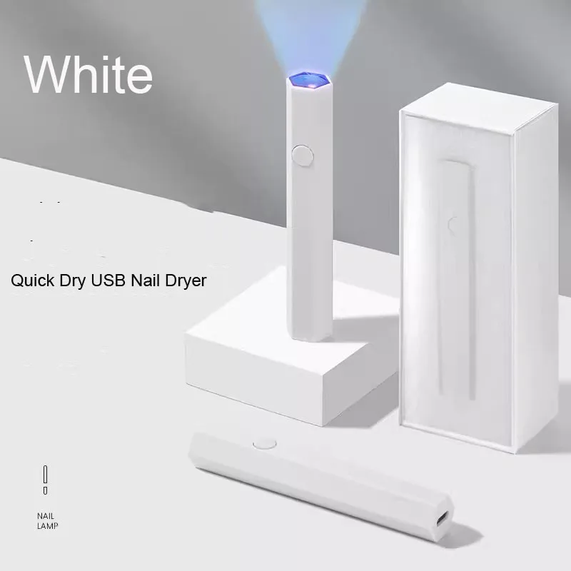 휴대용 빠른 건조 USB 네일 드라이어 램프, 3 색 오래 지속되는 배터리, UV LED, DIY 펜 스타일 매니큐어 램프, 전문 미니, 1 개