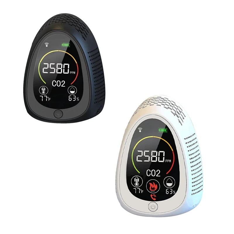 5 In 1 Tuya Air Quality Monitor Photoelectric Carbon Dioxide Detector Fire Alarm CO2 Temperature Humidity Detector