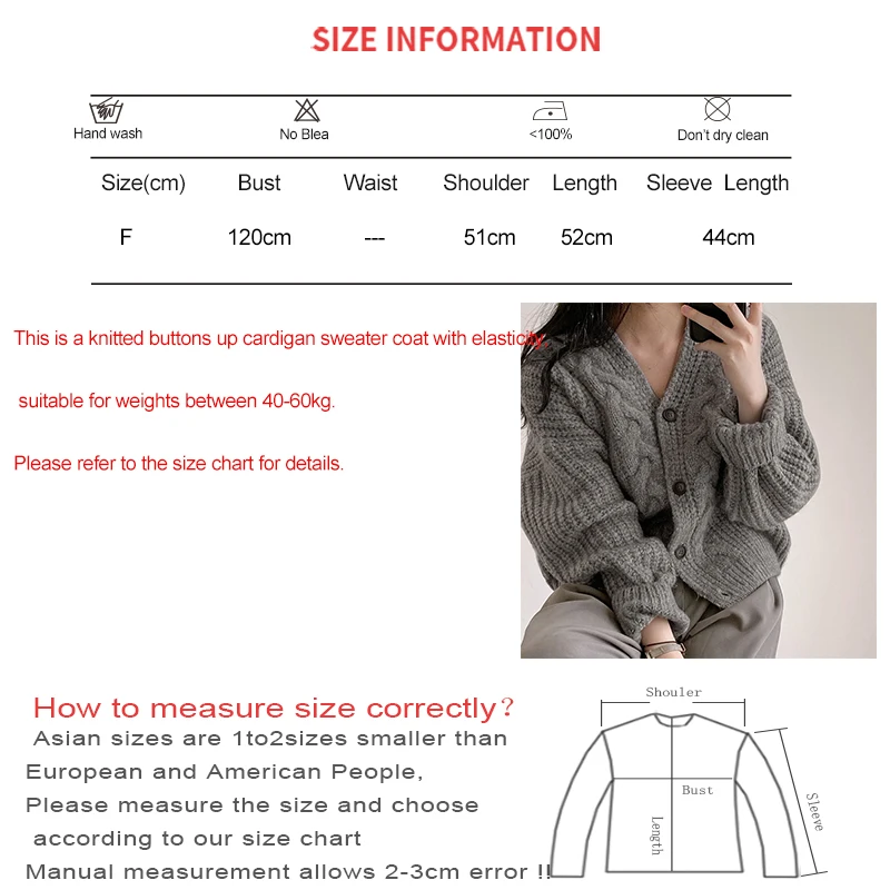 HELIAR Women Buttons Up Loose Cardigan Sweater Coat Ribbed V-Neck Short Jacket Casual Knitted Sweater Warm Fall Winter Sweater