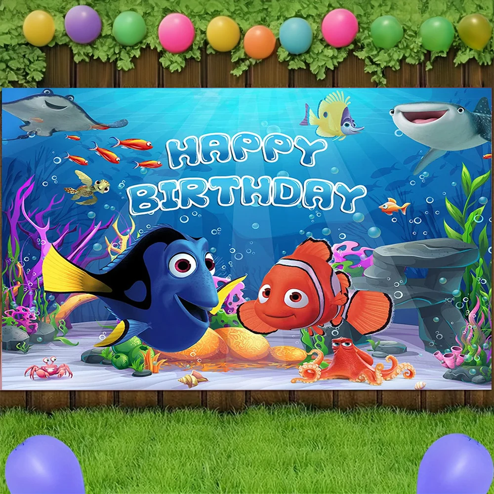 Fundo de Vinil para Festa do Personagem Nemo Dory, Cenário Disney Finding Nemo, Tecido de Parede para Decoração de Chá de Bebê e Aniversário, Presentes