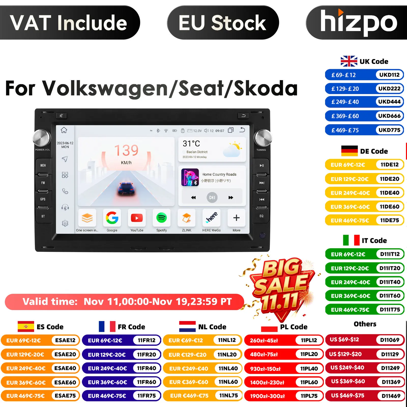 4G Carplay Android Auto Radio for VW Golf 4 Passat POLO Transport T5 Multivan Seat Jetta Car Multimedia GPS 2din Autoradio Audio