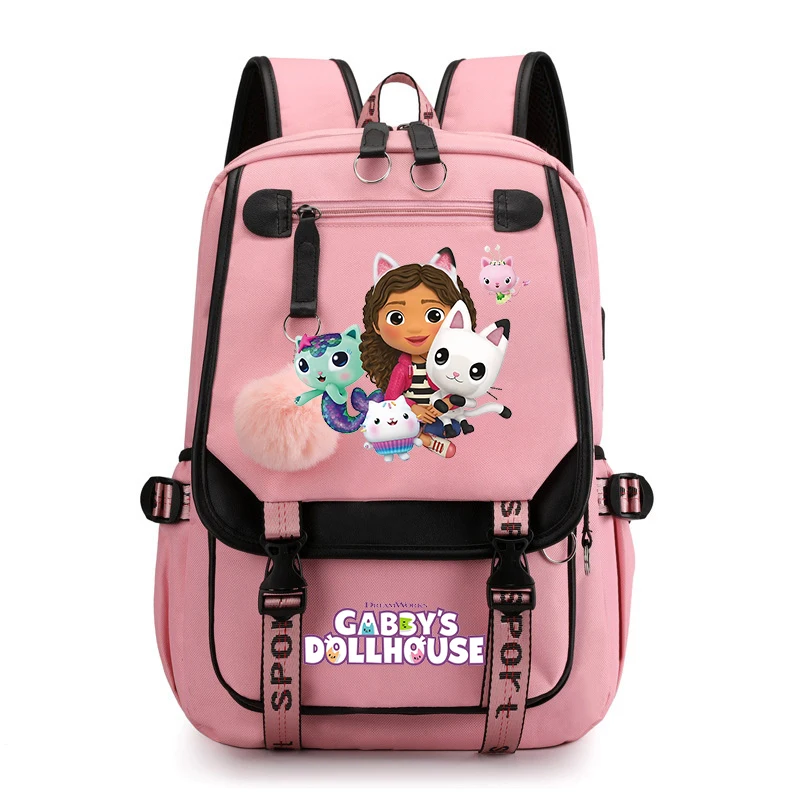 

Anti-theft Gabby's Dollhouse Print Backpack Teenage Student Large Capacity Usb Charge Backpack Laptop Bookbag Girls School Bags