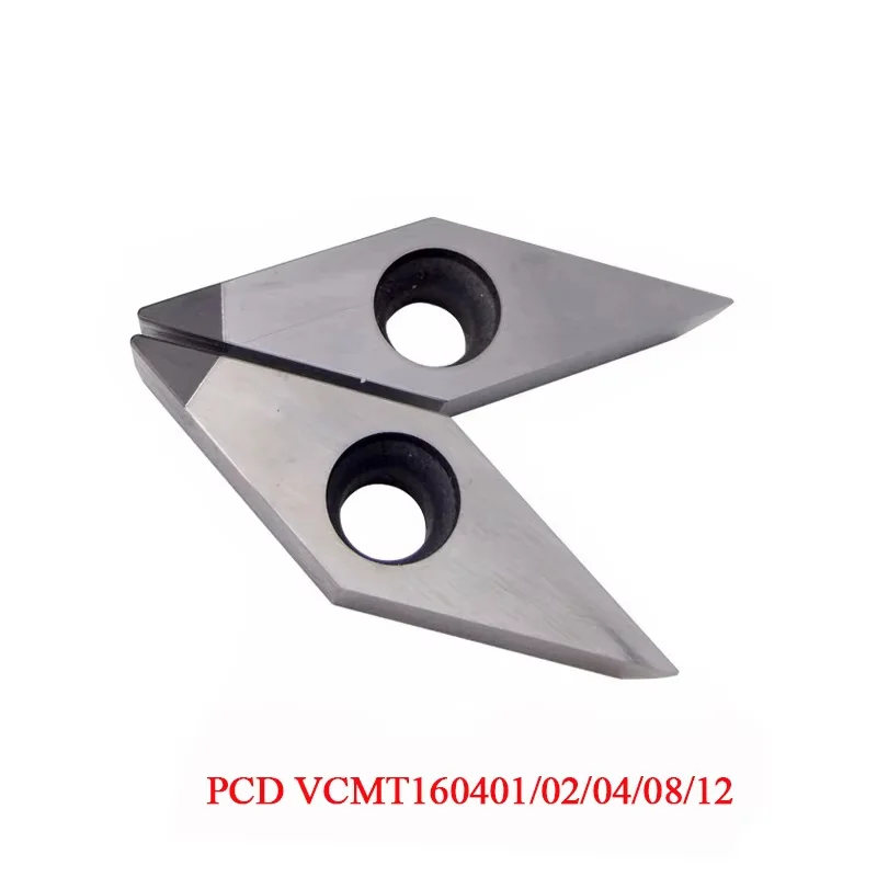 2 PCS PCD Machining Lathe Turning Inserts VCMT 160401/02/04/08/12 CNC PCD Diamond Inserts Carbide Lathe Cutter CNC Tools
