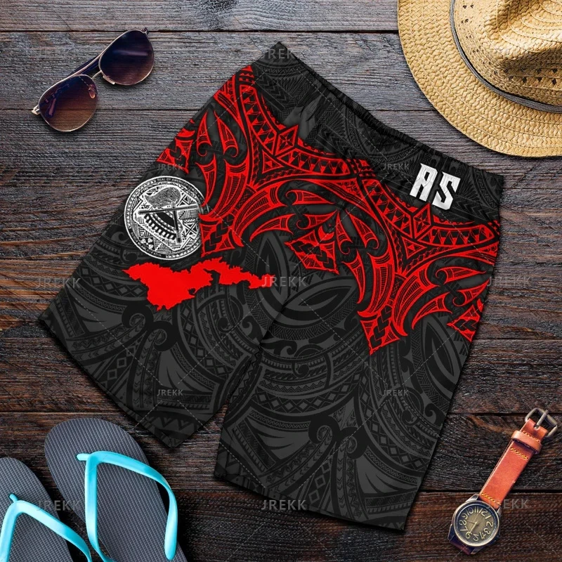 Vintage 3d Samoa Embleem Print Strandshort Kindermode Streetwear Board Shorts Unisex Cool Zwemshort Heren Zwembroek