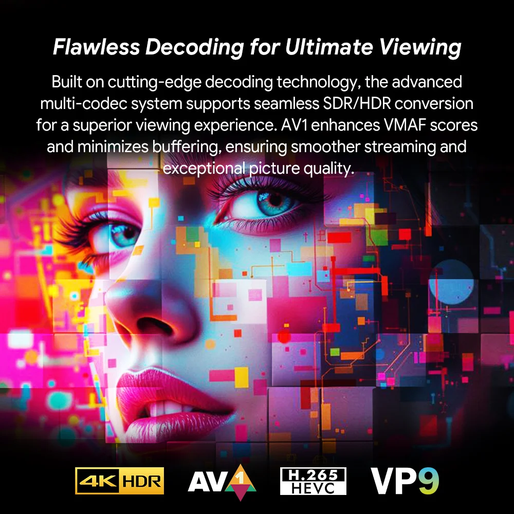 VONTAR R5 ATV Android14 TV Box Realtek1325 CPU مع وحدة معالجة الرسومات A55 Edge AI Mali-G57 تدعم AI-PQ AI-SR HDR10 + Wifi6 TV Box