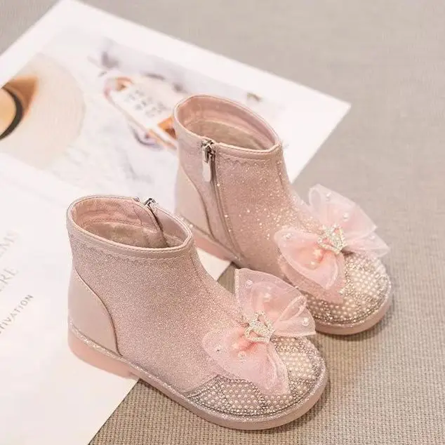 Girls Boots 2023 Autumn and Winter New Girls Fashionable Soft Princess Boots Childrens Non Slip Boots Cotton Boots